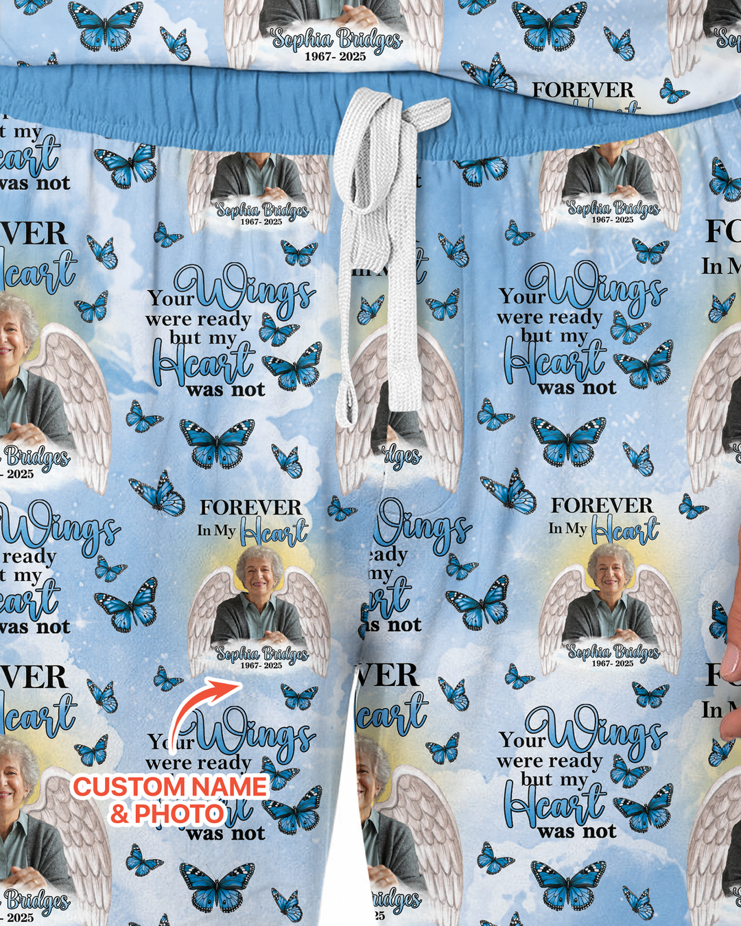 Custom Photo Forever In My Heart Family Matching Bamboo Men Pajama Set