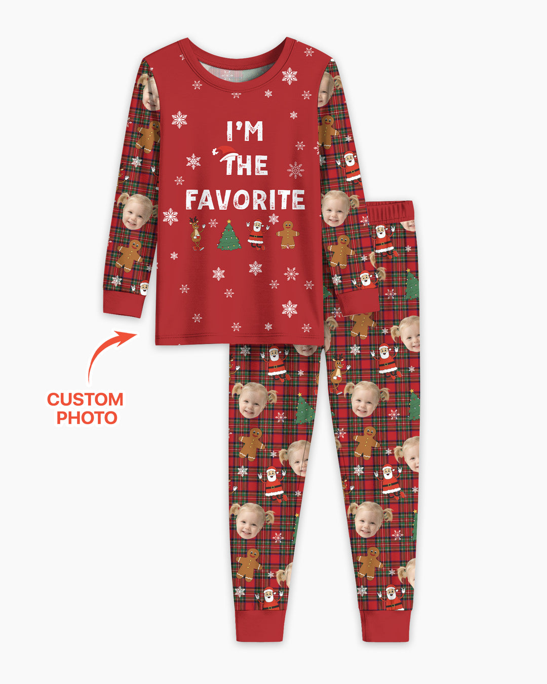 I'm The Favorite Christmas Funny Brother Sister Matching Bamboo Two Piece Long Sleeve Pajama Set