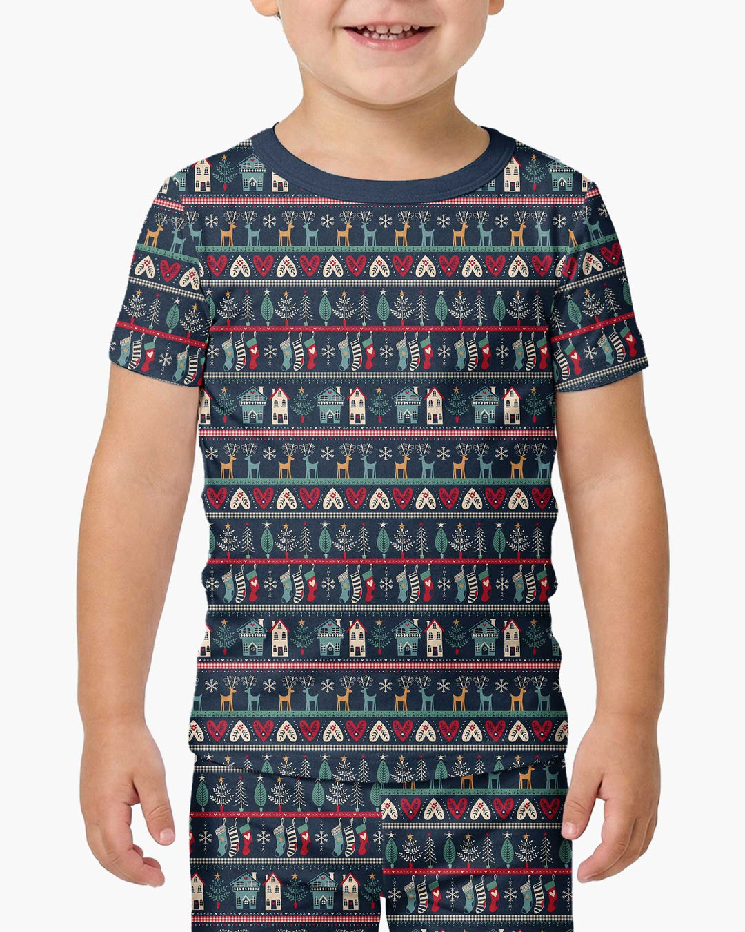 Vintage Nordic Christmas Bamboo Two Piece Short Sleeve Pajama Set