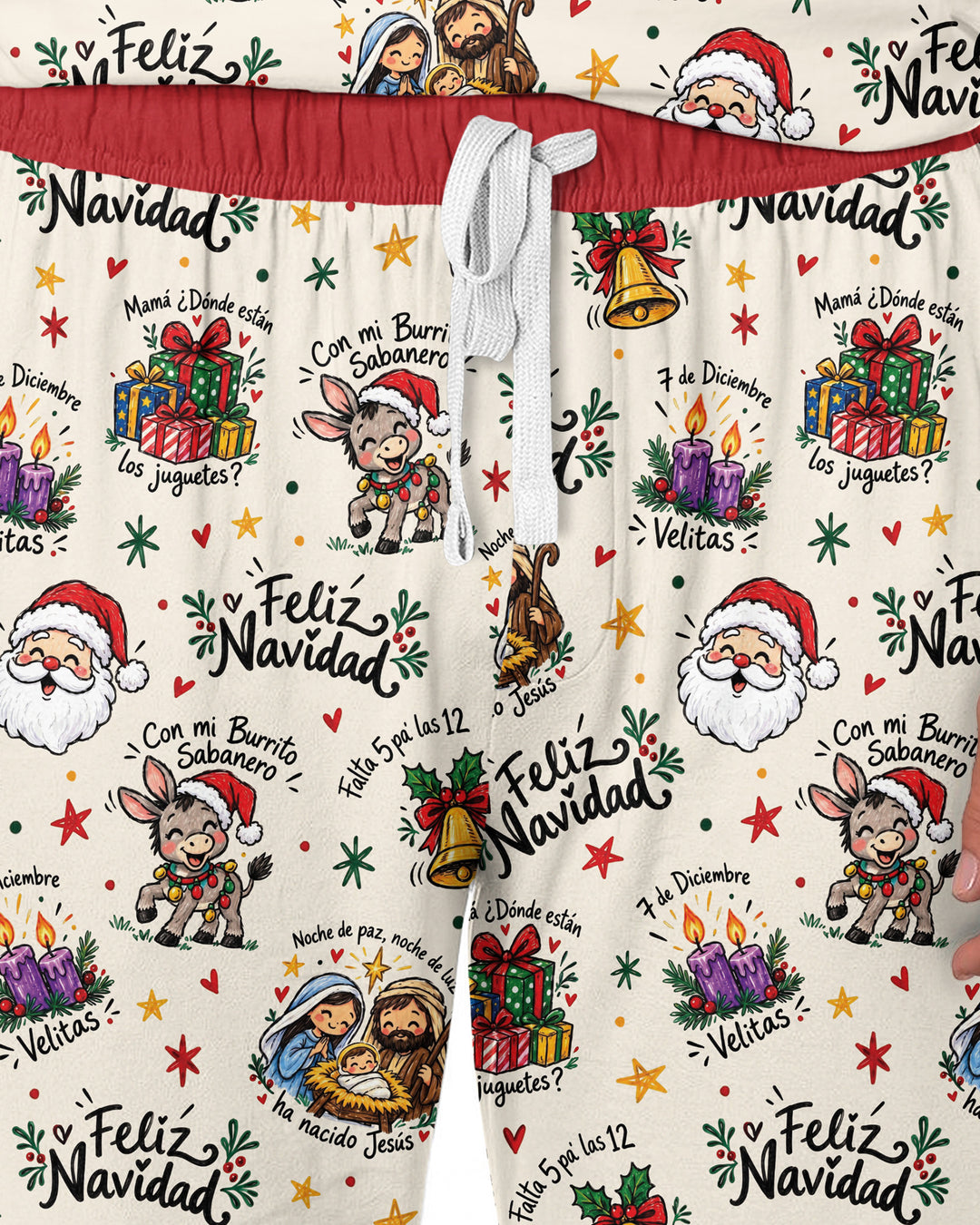 Whimsical Feliz Navidad Christmas Bamboo Men's Pajama Set
