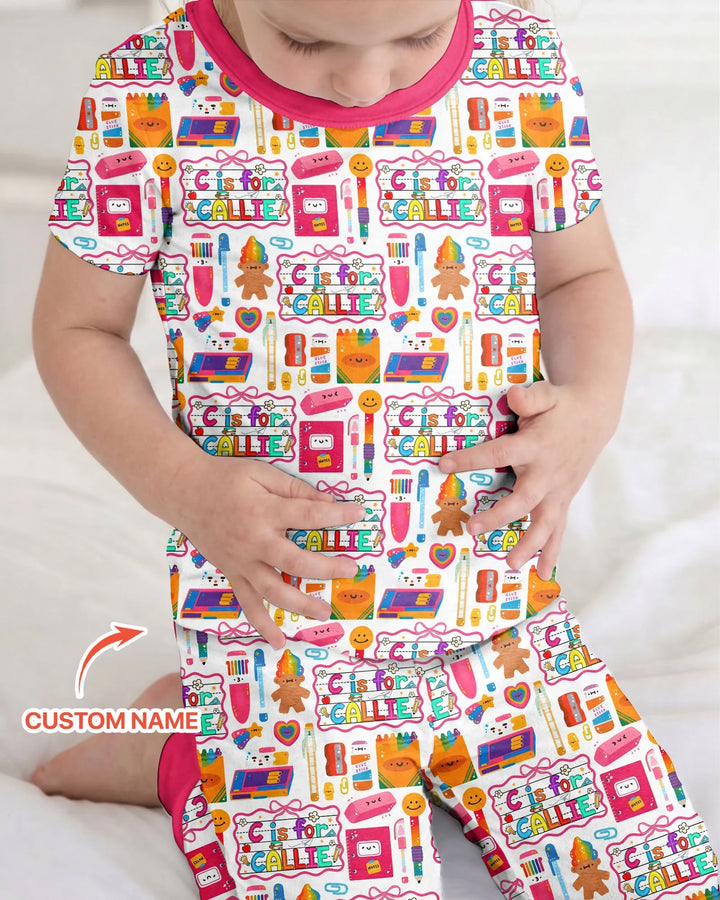 Zweiteiliges, kurzärmliges Pyjama-Set mit Marienkäfern