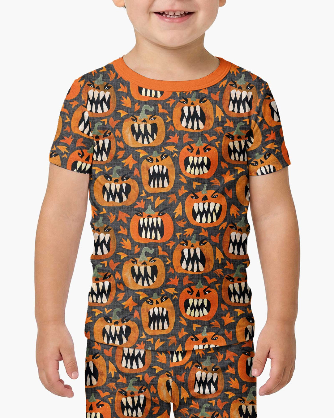 Pumpkin Monsters Bamboo Two Piece Short Sleeve Pajama Set