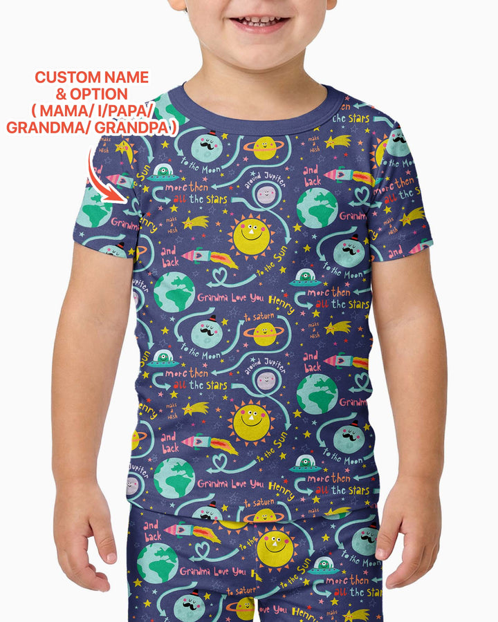 Love to the Moon and Back  Bamboo Two Piece Short Sleeve Pajama Set