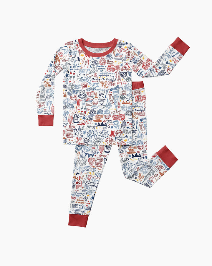 Zweiteiliges Langarm-Pyjama-Set mit Sommerfrüchten