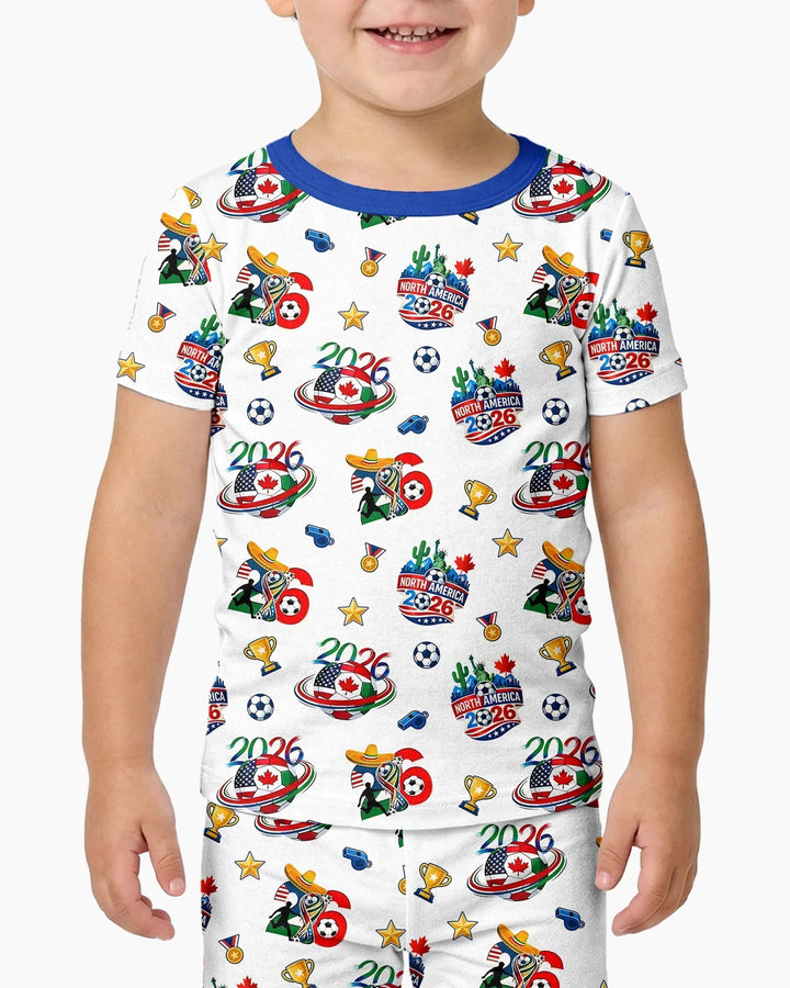 World Soccer North America 2026 Family Matching Bamboo Two Piece Short Sleeve Shorts Pajama Set