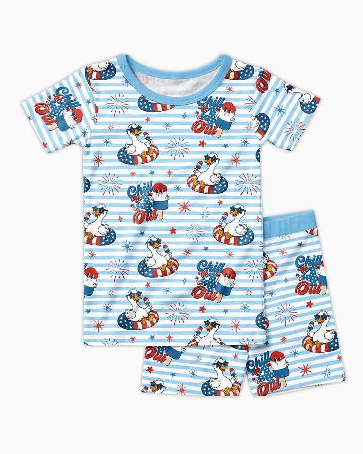 Schlafanzug-Set zweiteilig, kurze Ärmel, kurze Hose, Bambus