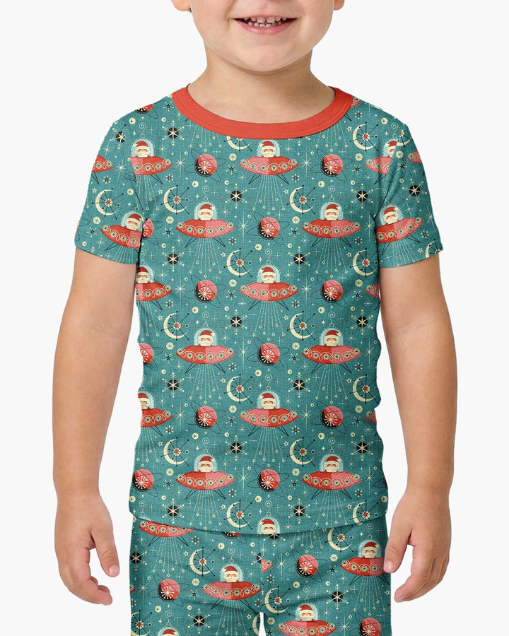 Atomic Santas in Space Bamboo Two Piece Short Sleeve Pajama Set