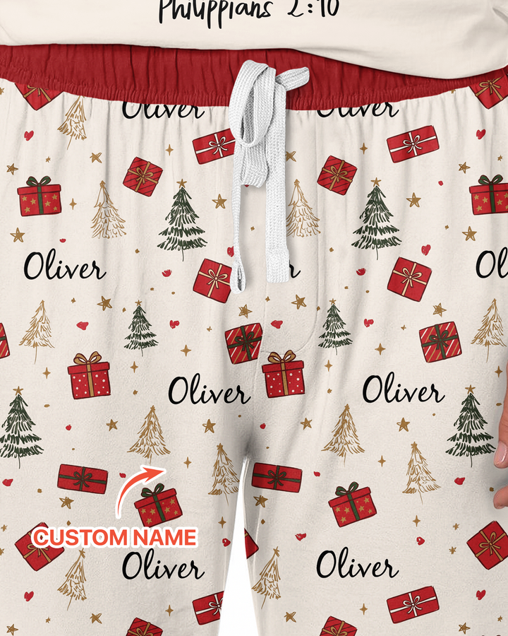 Every Knee Shall Bow Custom Name Mommy And Me Matching Bamboo Men's Pajama Set