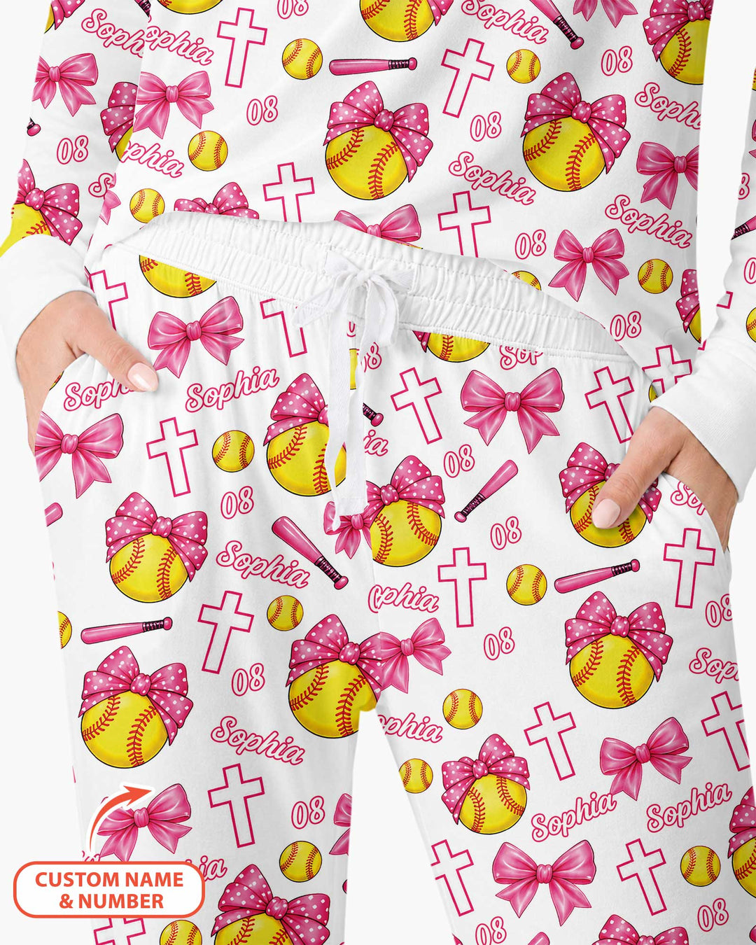Custom Name Softball Cuties Bamboo Women Pajama Set