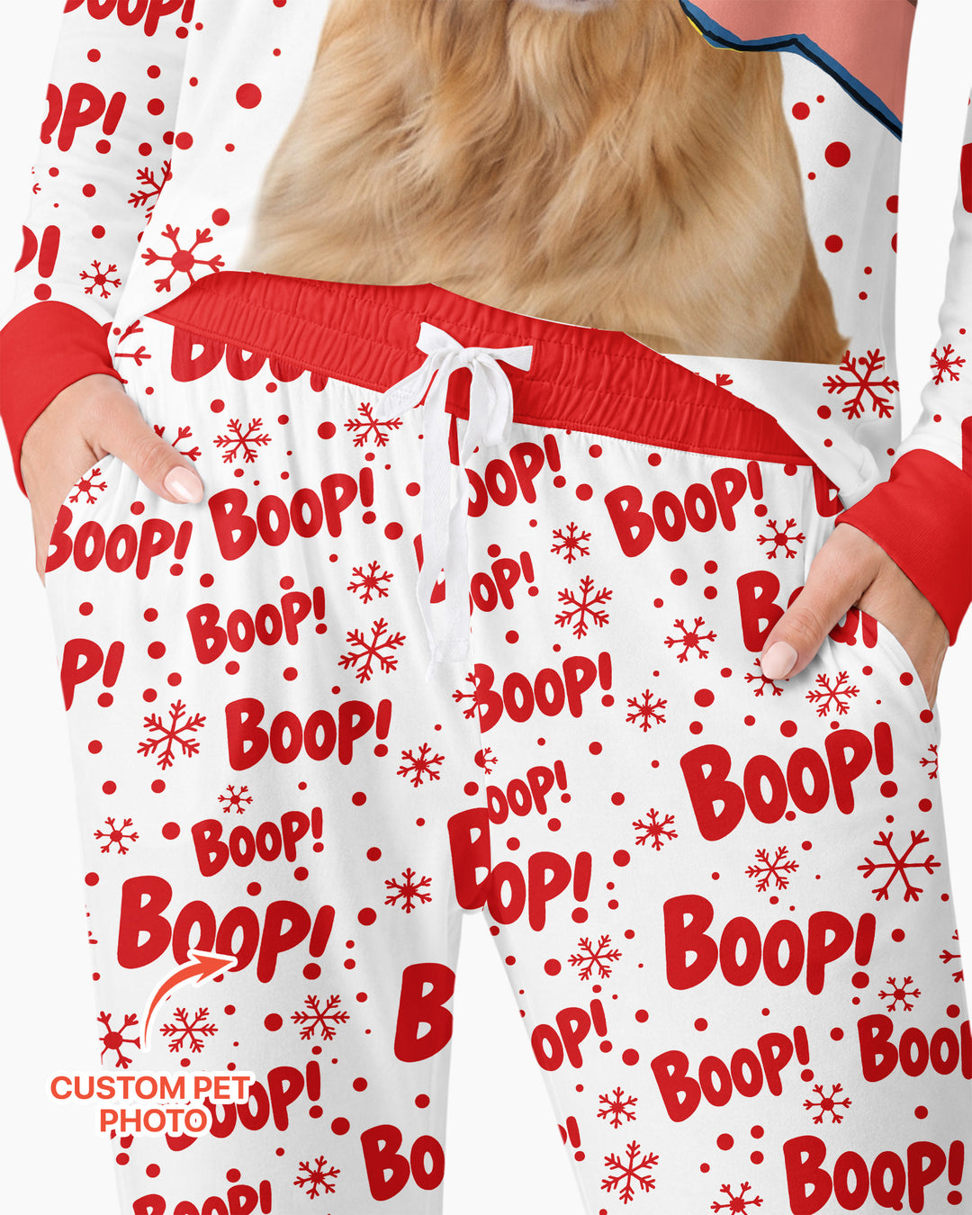 Custom Pet Photo Funny Christmas Boop Bamboo Women Pajama Set
