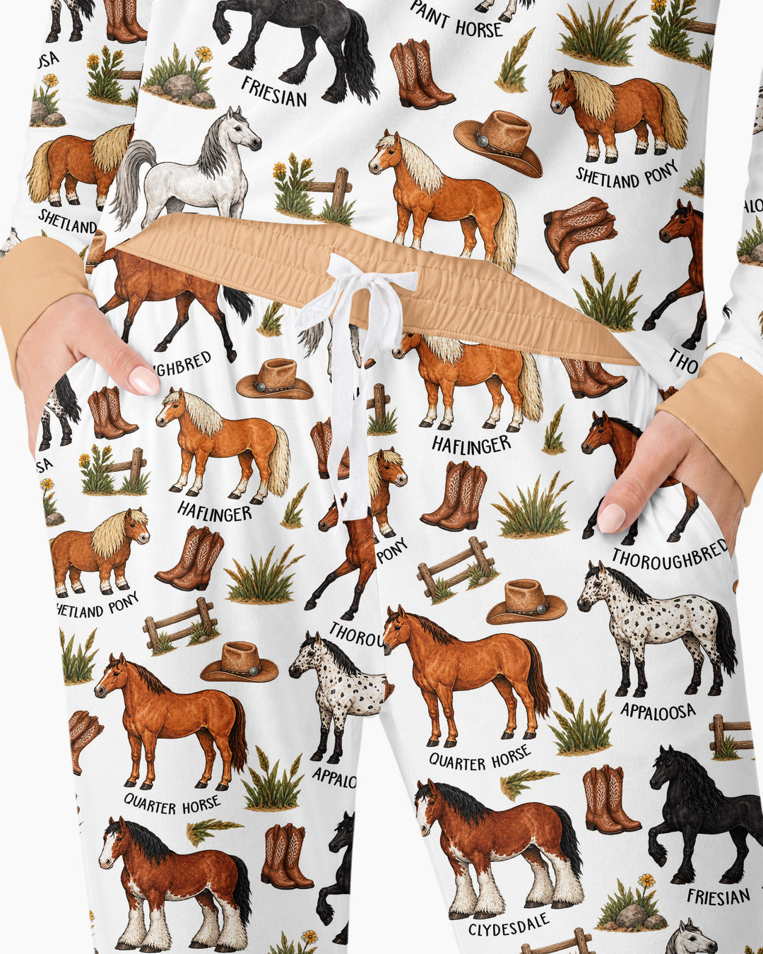 Types Of Horses Bamboo Women Pajama Set