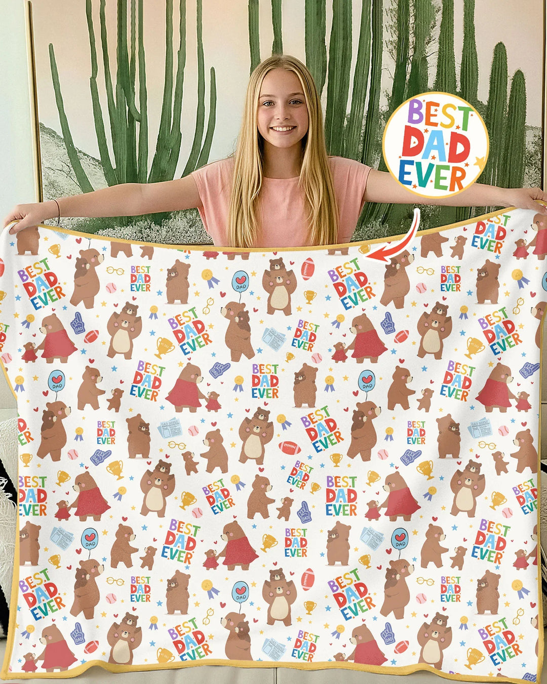 Best Daddy Bear Ever Family Matching Bamboo Blanket