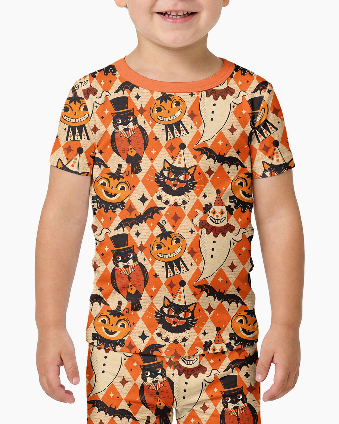 Vintage Halloween Carnival Bamboo Two Piece Short Sleeve Pajama Set