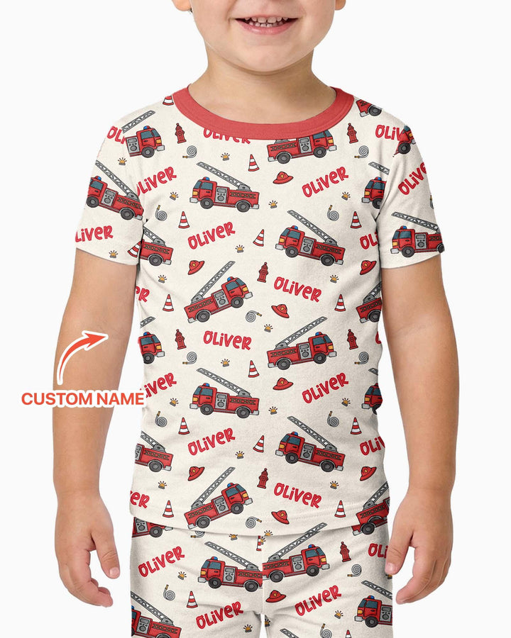Custom Name Future Firefighters Bamboo Two Piece Short Sleeve Pajama Set