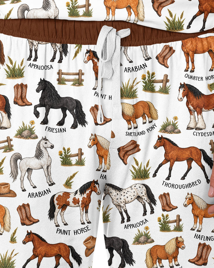 Types Of Horses Bamboo Men's Pajama Set
