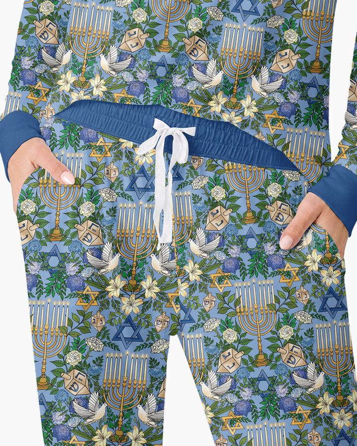 Hanukkah the Festival of Lights Mommy & Me Matching Bamboo Women Pajama Set