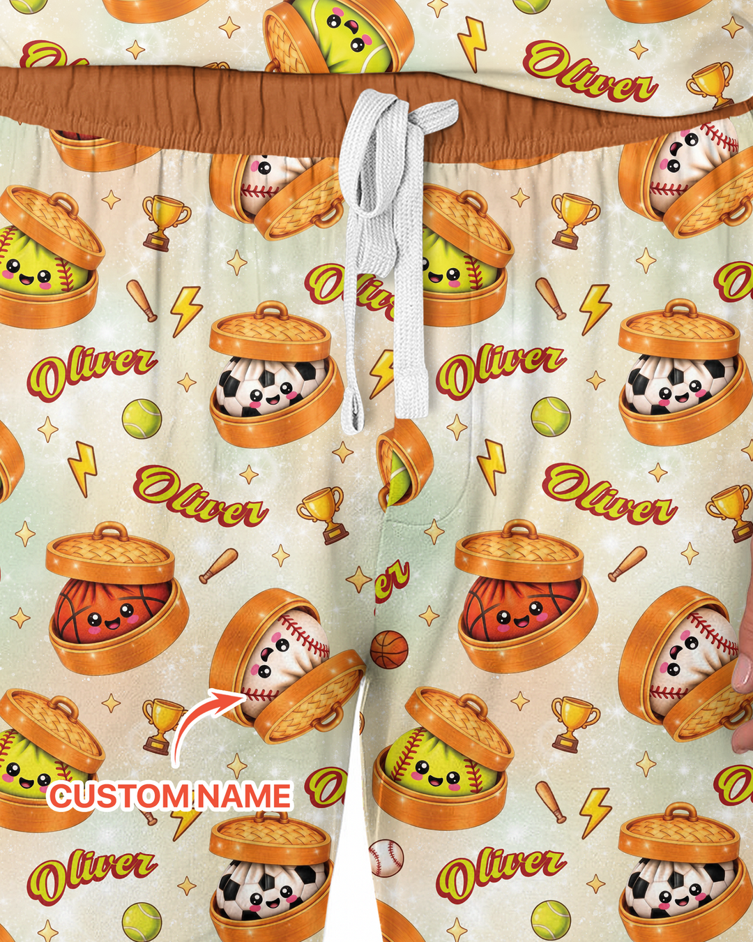 Custom Name Sports Dumpling Bamboo Men's Pajama Set