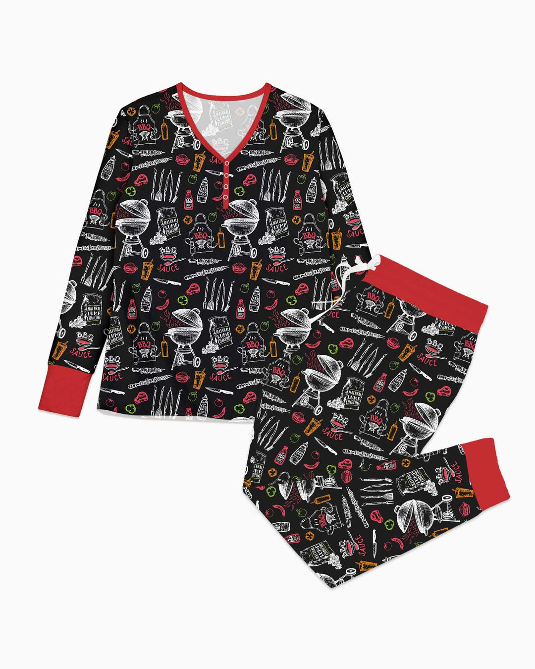 Gartengrillparty Familien-Partnerlook Bambus Damen Schlafanzug Set