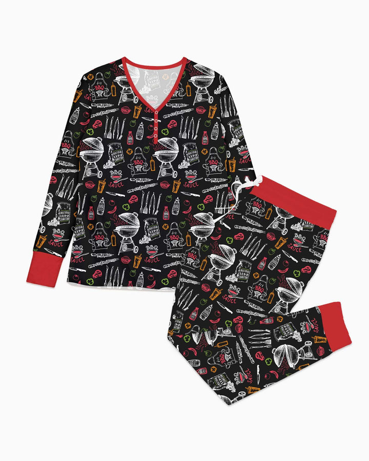 Gartengrillparty Familien-Partnerlook Bambus Damen Schlafanzug Set