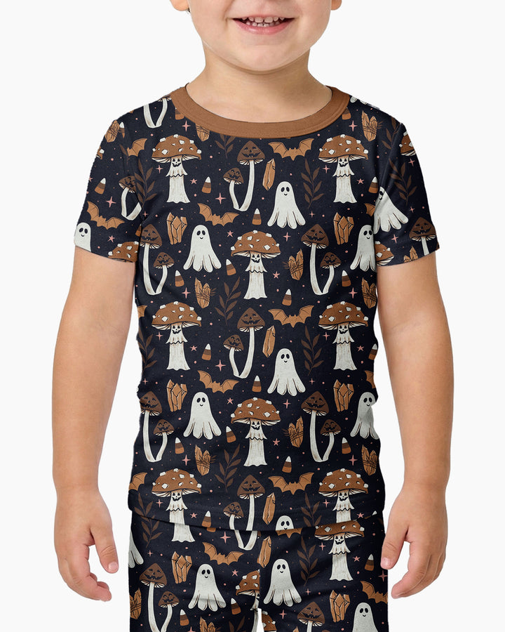Retro Halloween Whimsy Bamboo Two Piece Short Sleeve Pajama Set