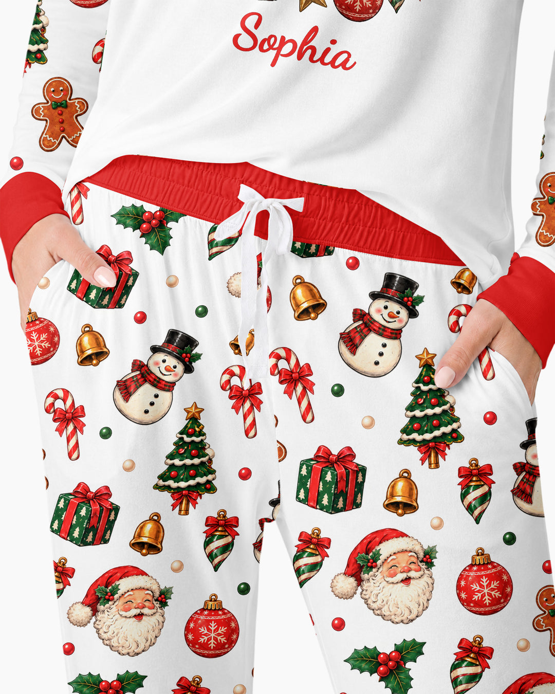 Custom Name Christmas The Bow Bamboo Women Pajama Set