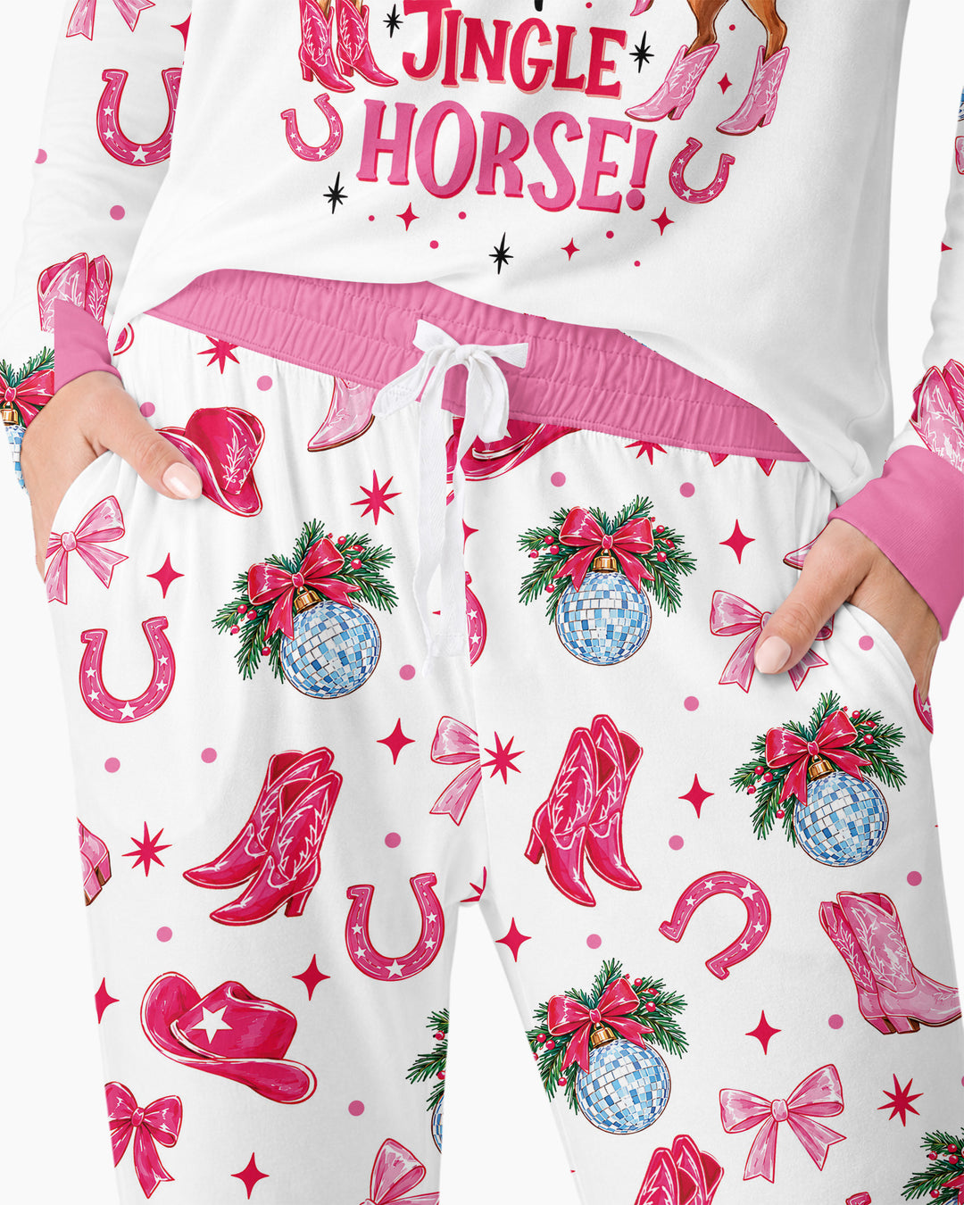 Western Christmas Giddy-up Jingle Horse Bamboo Women Pajama Set