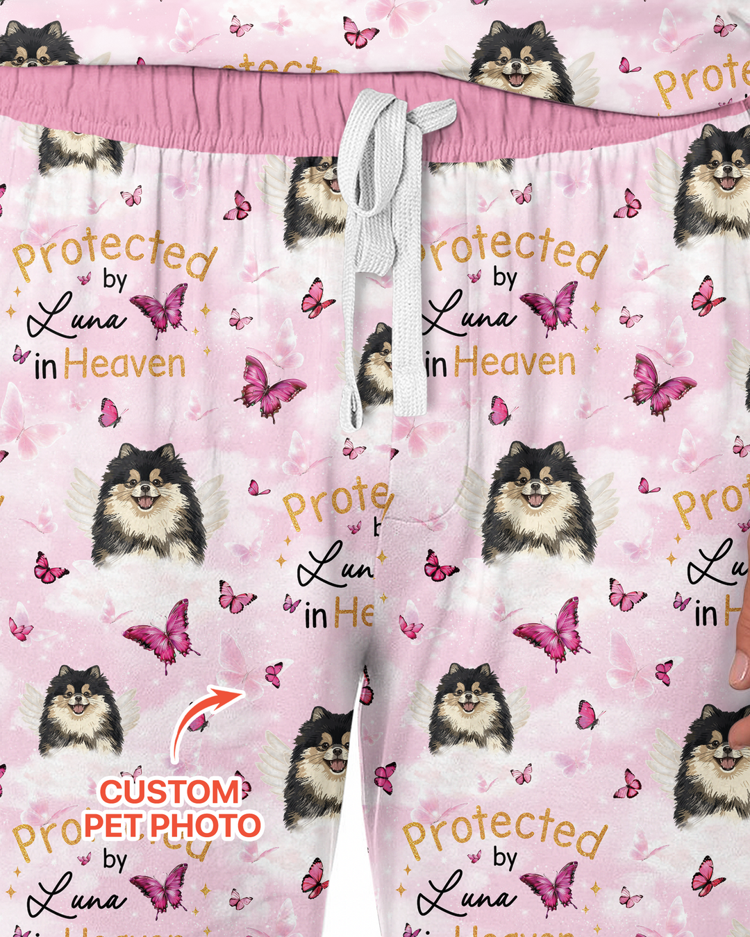 Custom Pet Photo Protected By Heaven Family Bamboo Men's Pajama Set