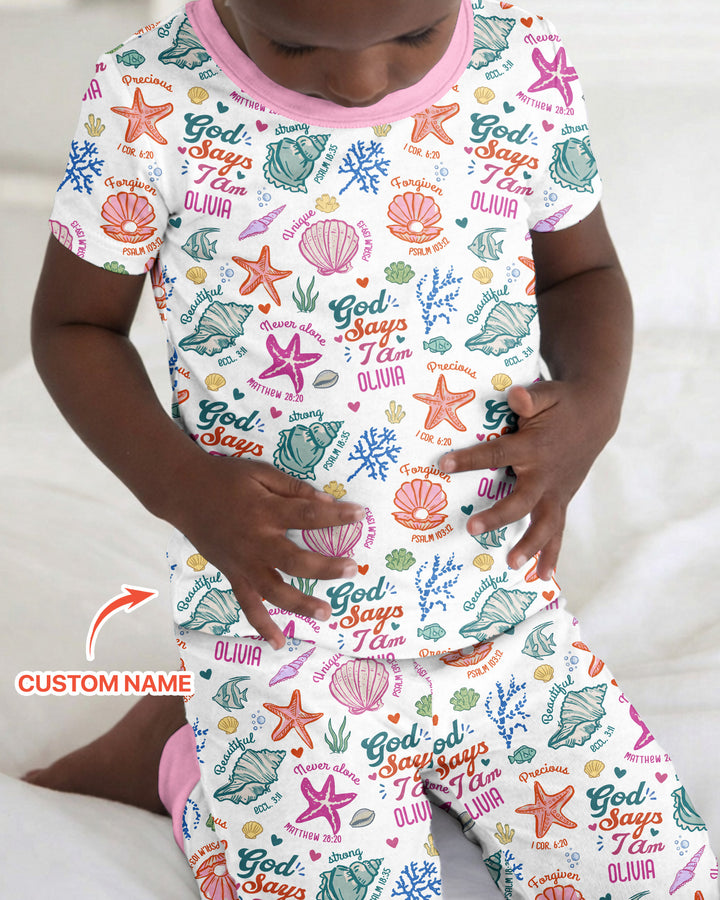 Zweiteiliges, kurzärmliges Pyjama-Set mit Marienkäfern
