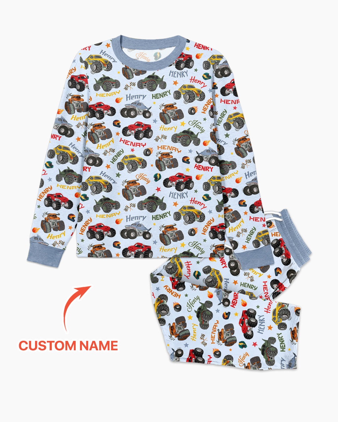 Personalized Monster Truck Bamboo Men's Pajama Set