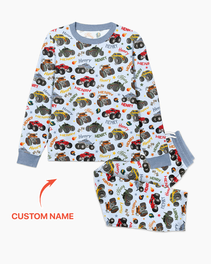 Personalized Monster Truck Bamboo Men's Pajama Set
