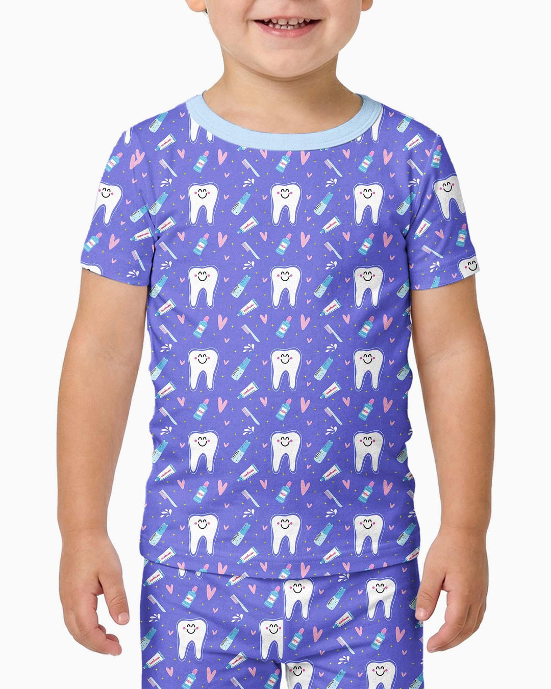 Zähneputzen Bambus Zweiteiliger Kurzarm-Pyjama-Set