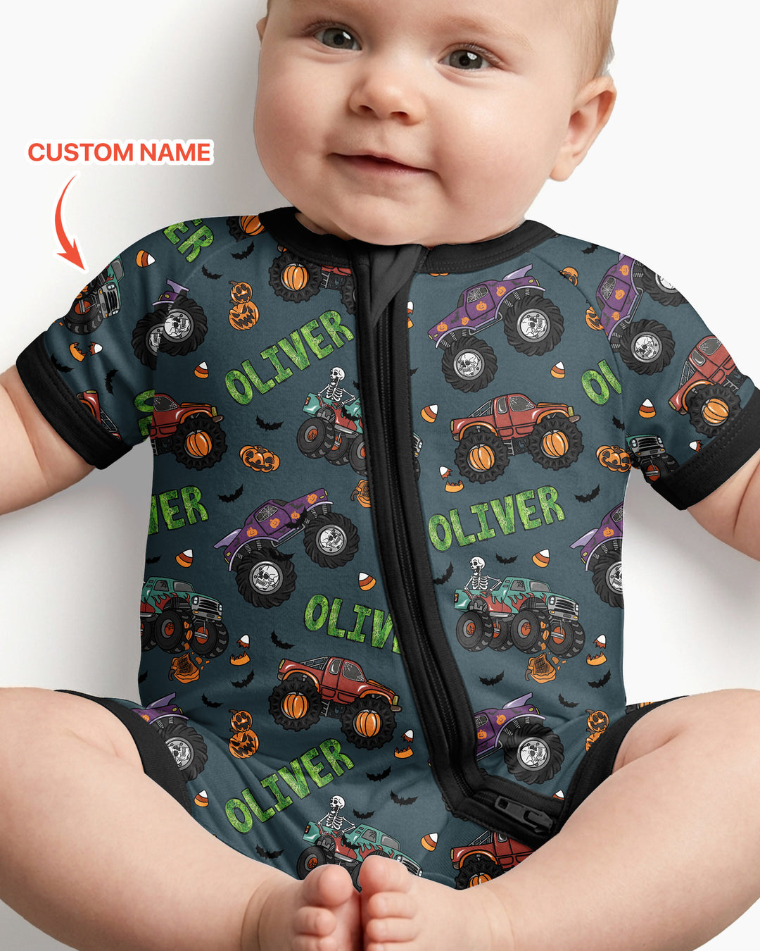 Custom Name Haunted Monster Trucks  Bamboo Shorty Zippy