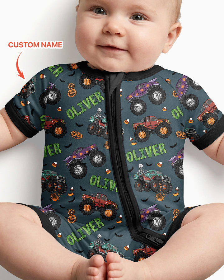 Custom Name Haunted Monster Trucks  Bamboo Shorty Zippy