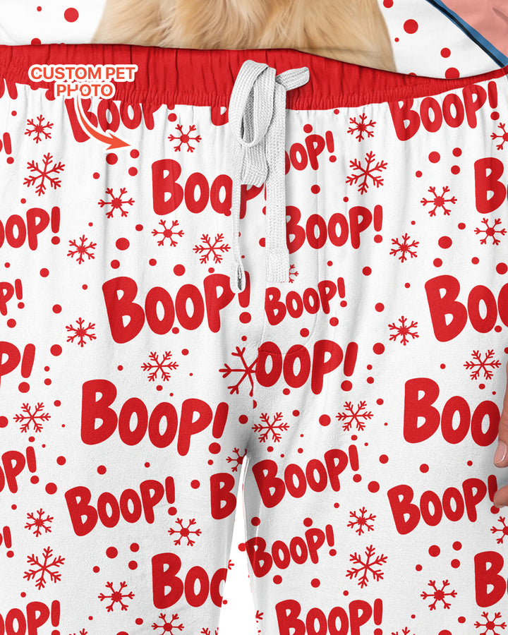 Custom Pet Photo Funny Christmas Boop Bamboo Men's Pajama Set
