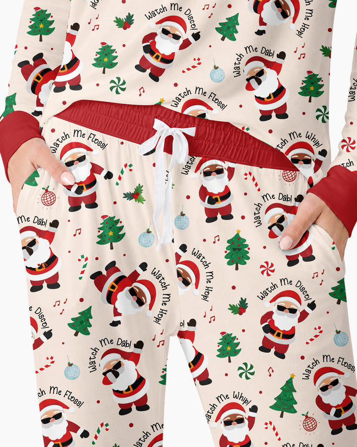 Santa's Christmas Dance Party Bamboo Women Pajama Set
