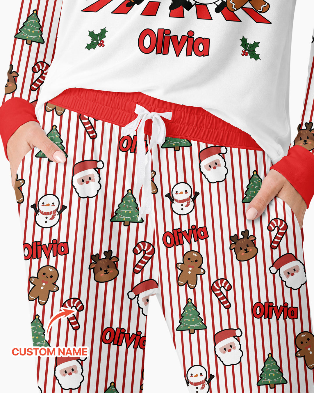 Custom Name Funny Christmas Crossing Bamboo Women Pajama Set