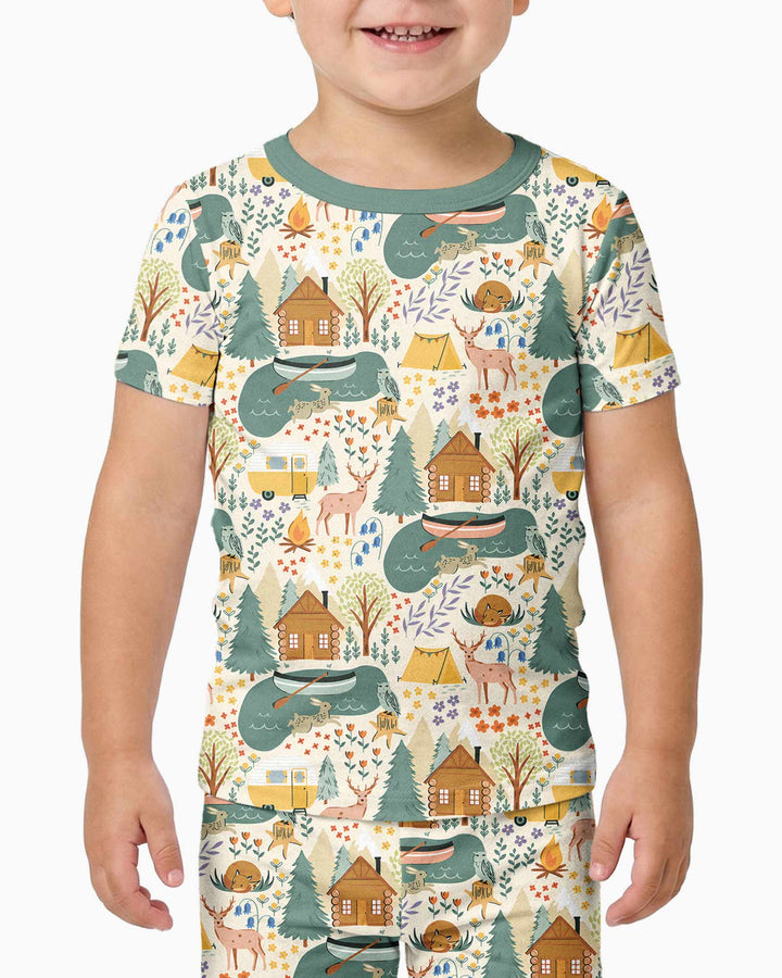 Lake View Camping Bamboo Two Piece Short Sleeve Pajama Set