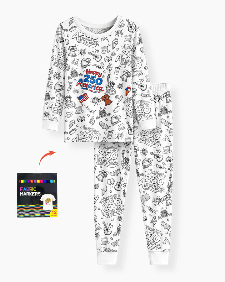 Zweiteiliges Langarm-Pyjama-Set mit Sommerfrüchten
