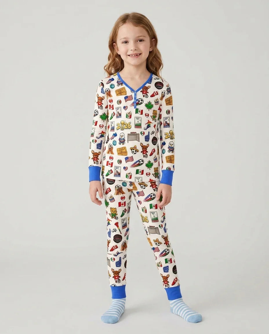 Zweiteiliges Langarm-Pyjama-Set mit Sommerfrüchten