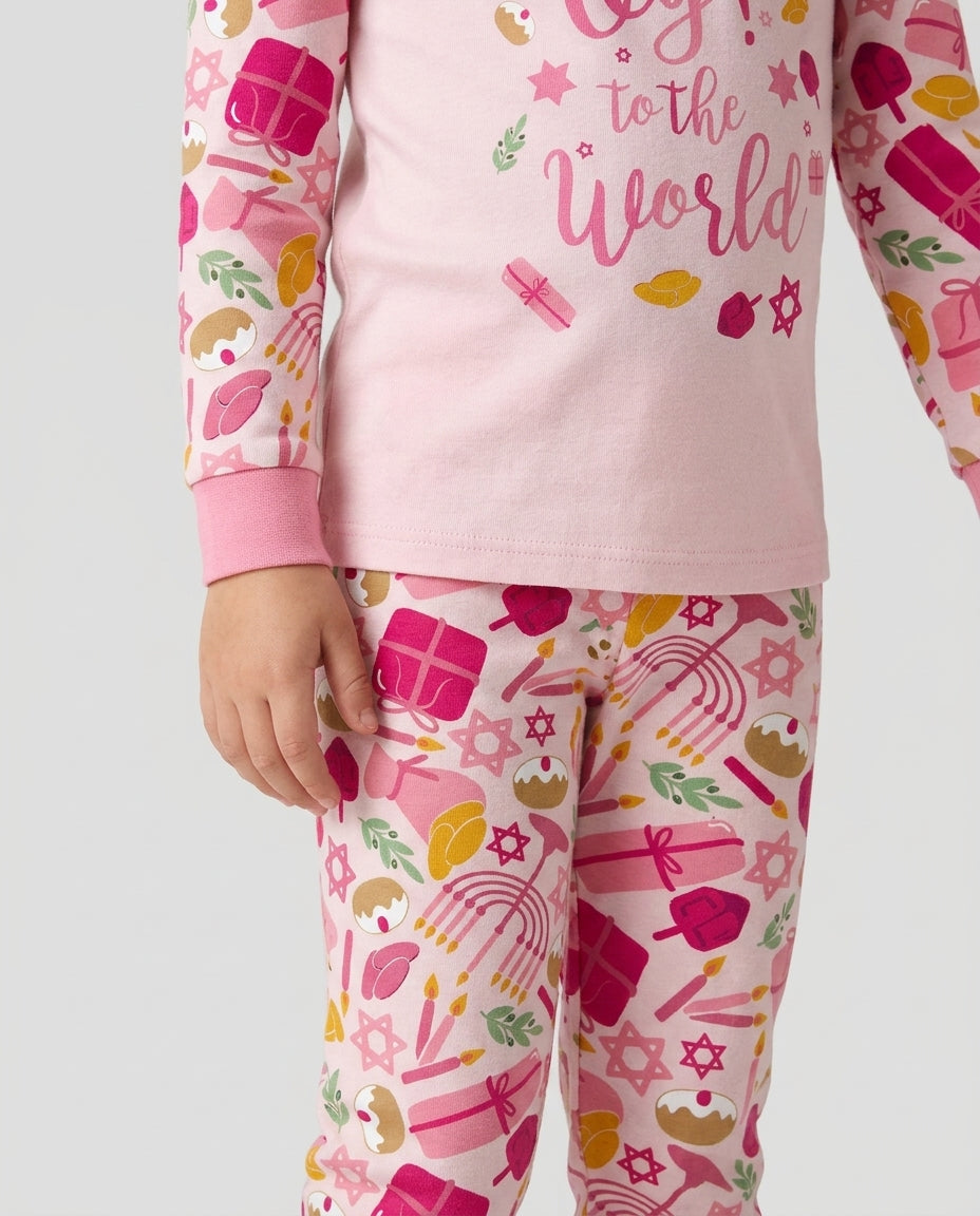 Oy to the World Hanukkah Bamboo Two Piece Long Sleeve Pajama Set