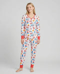 Rot-weißes & 250 Bambus Damen-Pyjama-Set