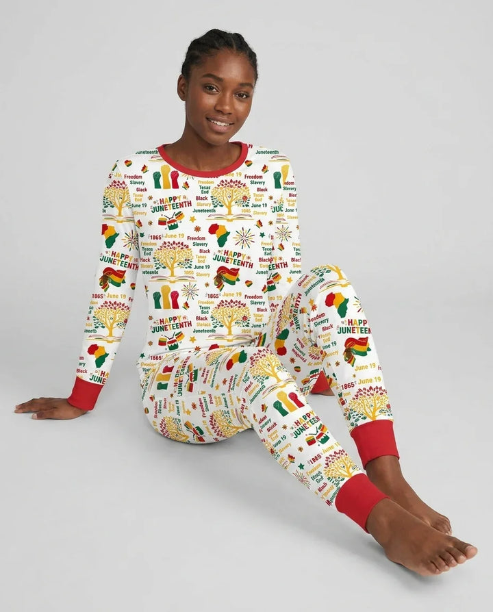 Fröhlicher Juneteenth Pyjama-Set für Damen aus Bambus