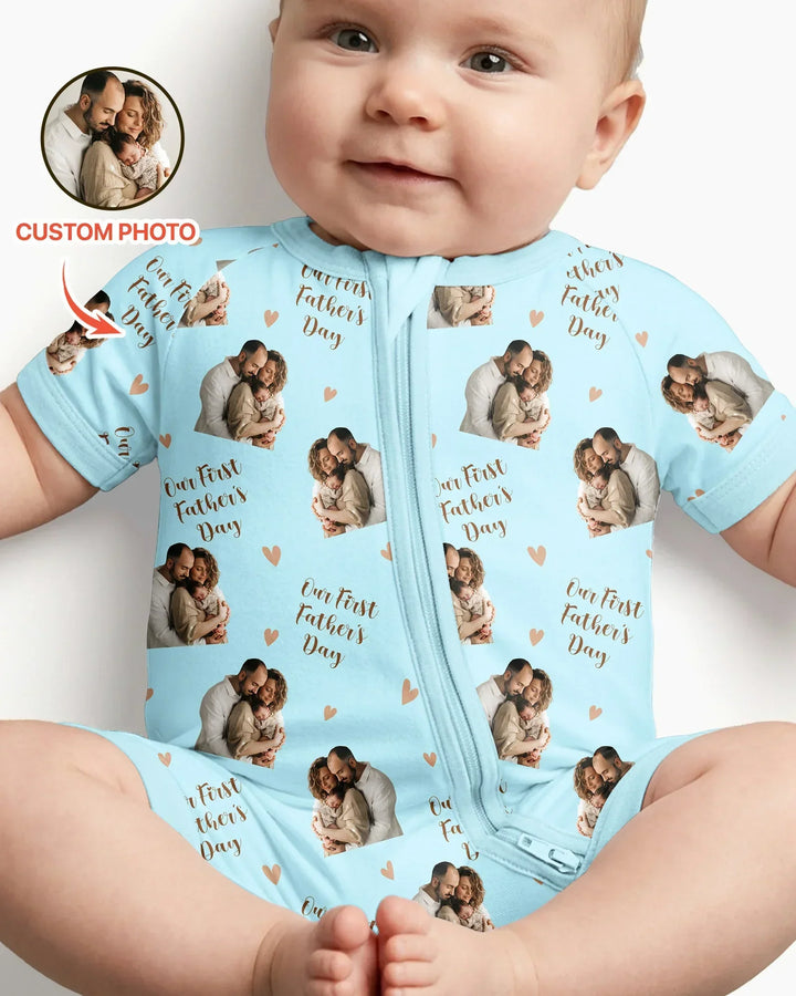 Custom Photo Our First as Parents Bamboo Shorty Zippy