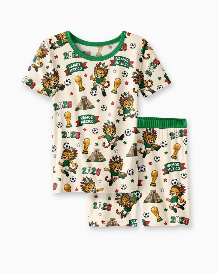 Jaguar 2026 Vamos Mexico Family Matching Bamboo Two Piece Short Sleeve Shorts Pajama Set