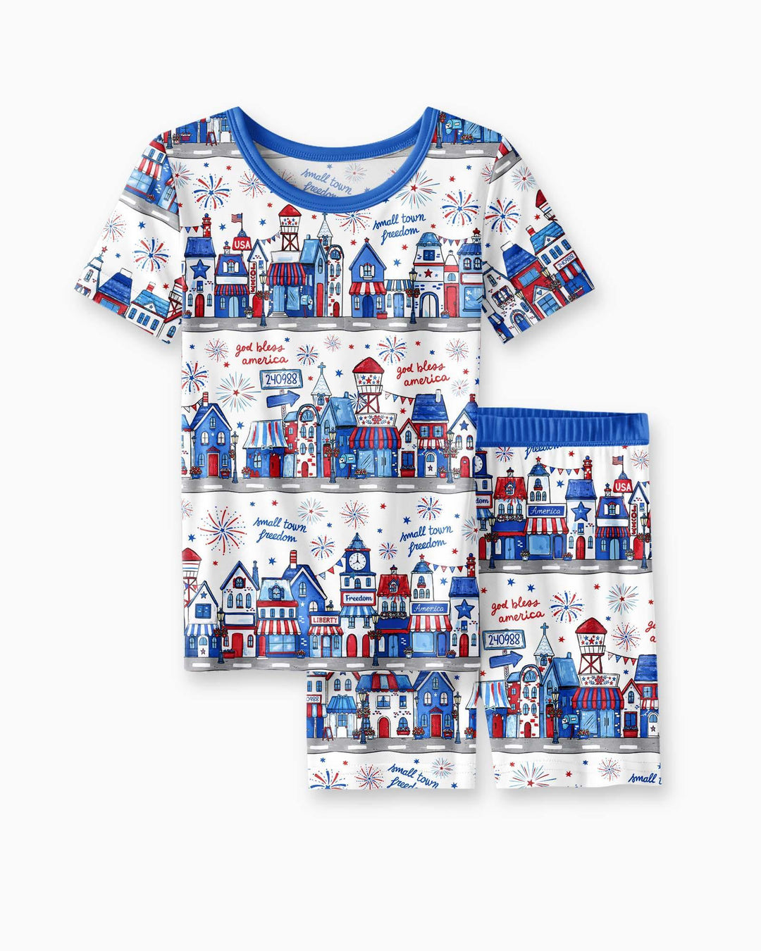 Schlafanzug-Set zweiteilig, kurze Ärmel, kurze Hose, Bambus