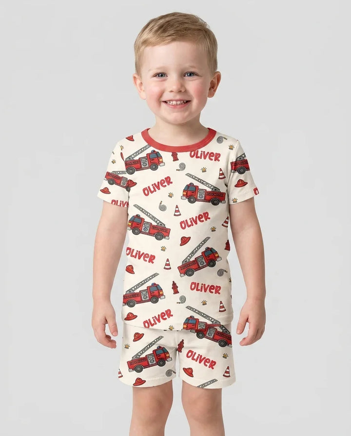 Zweiteiliges Pyjama-Set mit kurzen Ärmeln und Shorts im Sommer-Design