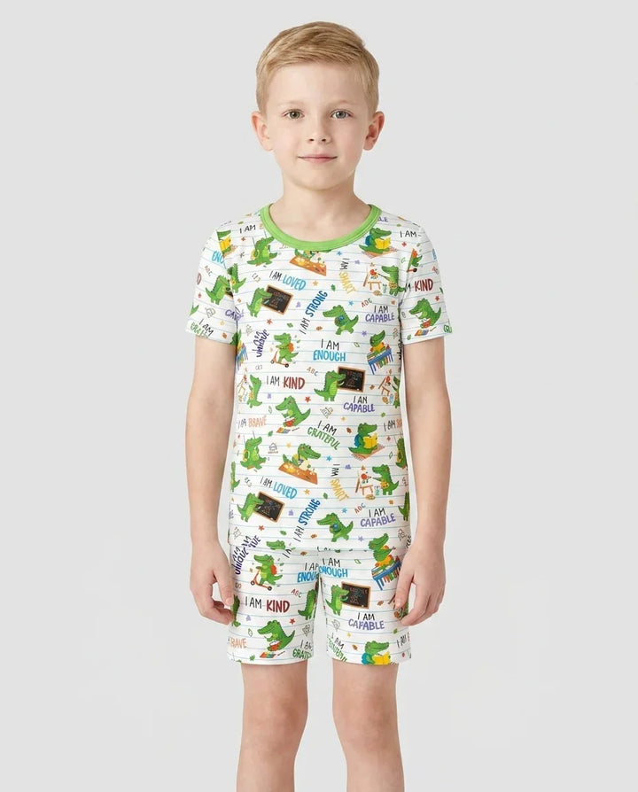 Brave Gator Days Bamboo Two Piece Short Sleeve Shorts Pajama Set