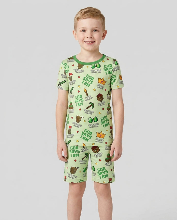 Schlafanzug-Set zweiteilig, kurze Ärmel, kurze Hose, Bambus