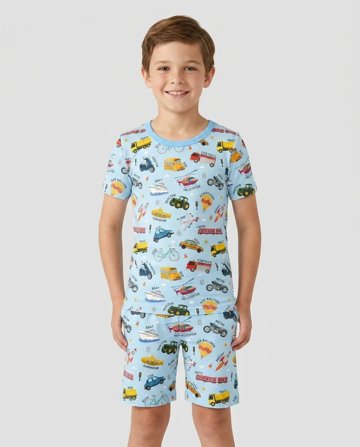 Schlafanzug-Set zweiteilig, kurze Ärmel, kurze Hose, Bambus
