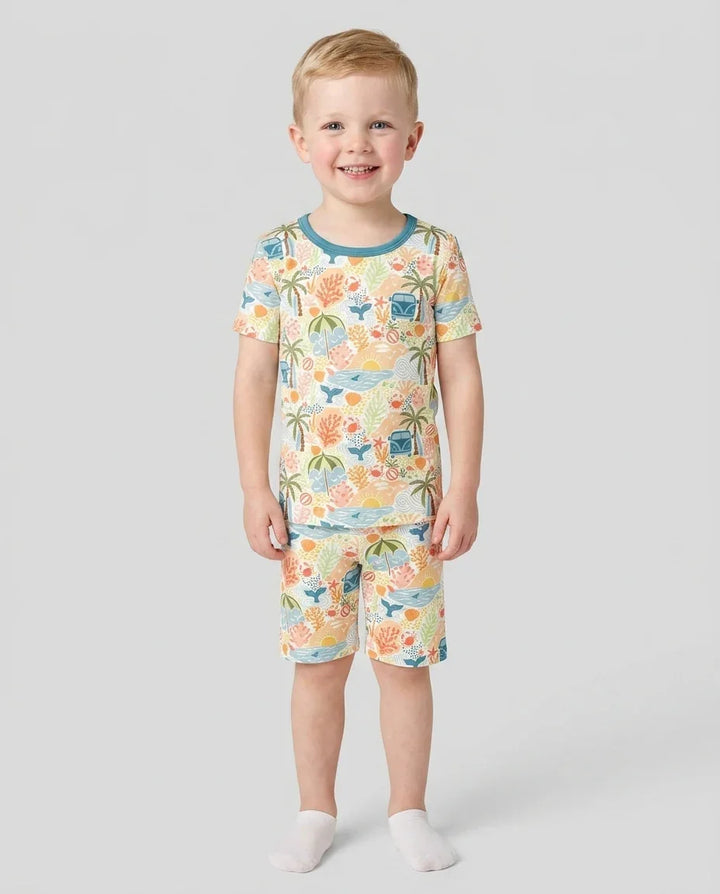 Schlafanzug-Set zweiteilig, kurze Ärmel, kurze Hose, Bambus